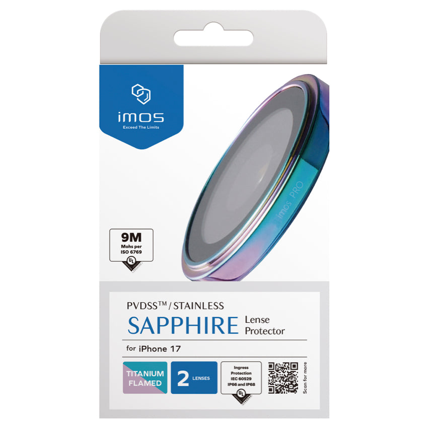 ฟิล์มกระจกป้องกันเลนส์ Sapphire Stainless สำหรับ iPhone 17 สี Burnt Titanium กันกระแทก แบรนด์ IMOS