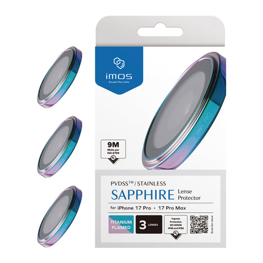 ฟิล์มกระจกป้องกันเลนส์ Sapphire Stainless สำหรับ iPhone 17 Pro / 17 Pro Max สี Burnt Titanium แบรนด์ IMOS