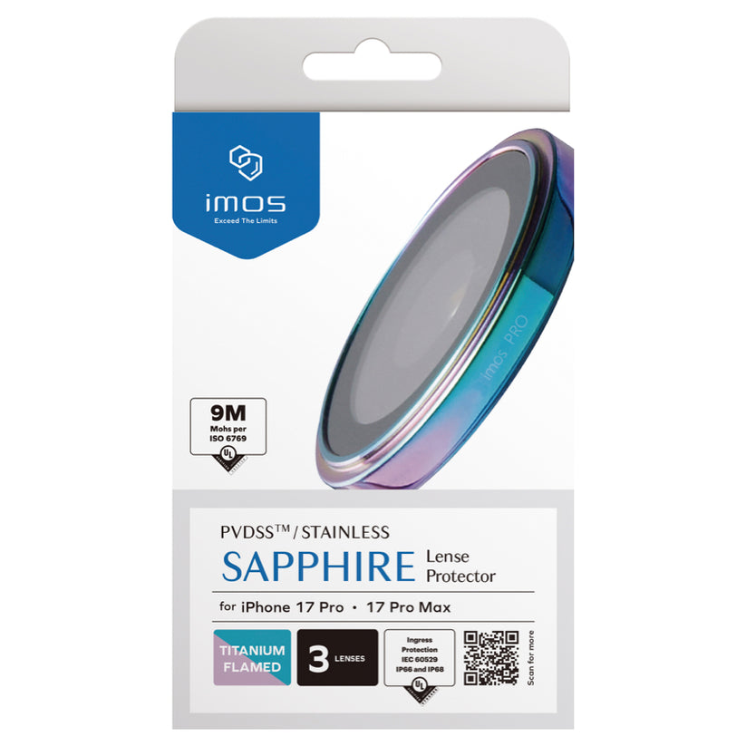 ฟิล์มกระจกป้องกันเลนส์ Sapphire Stainless สำหรับ iPhone 17 Pro / 17 Pro Max สี Burnt Titanium กันกระแทก แบรนด์ IMOS