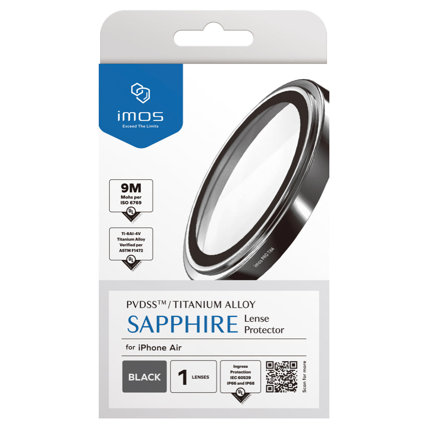 ฟิล์มกระจกกันเลนส์ Sapphire Titanium สำหรับ iPhone Air สี Black กันกระแทก แบรนด์ IMOS