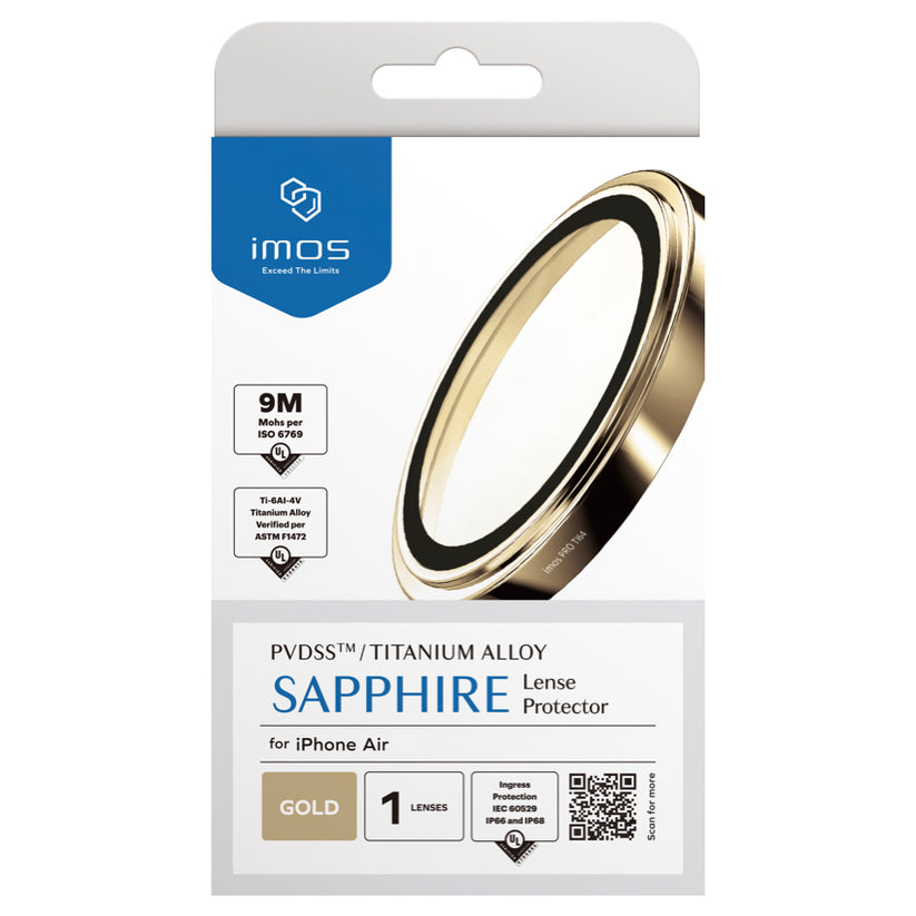 ฟิล์มกระจกกันเลนส์ Sapphire Titanium สำหรับ iPhone Air สี Gold กันกระแทก แบรนด์ IMOS