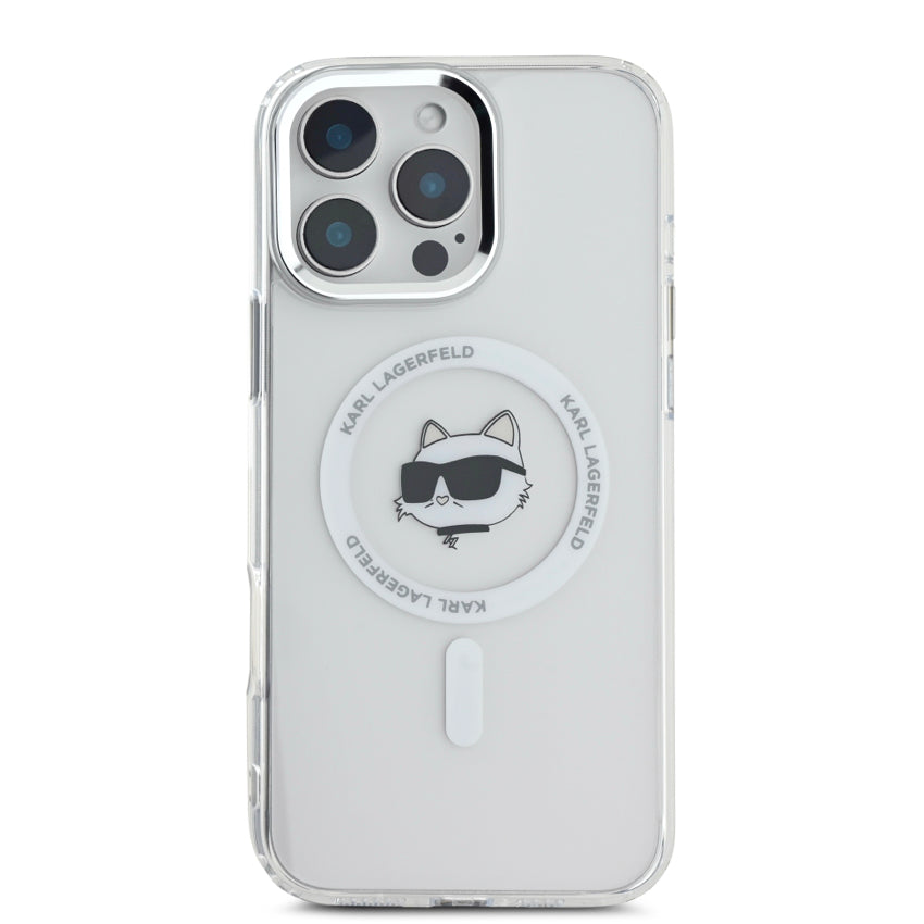 เคสไอโฟน Choupette Head รองรับ MagSafe สำหรับ iPhone 16 Pro สี White จากแบรนด์ KARL LAGERFELD