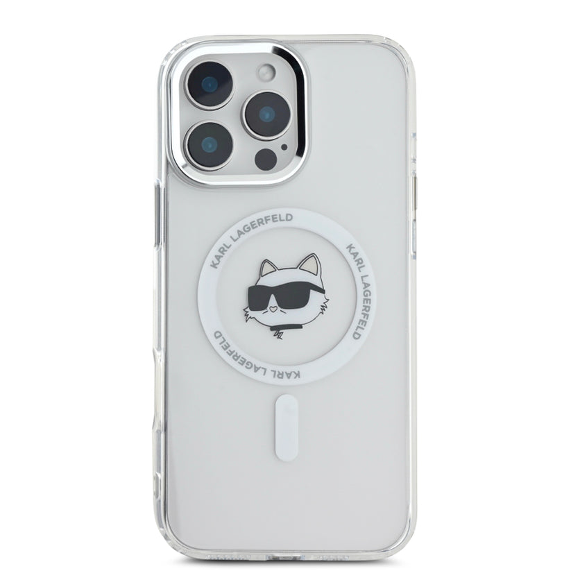 เคสไอโฟน Choupette Head รองรับ MagSafe สำหรับ iPhone 16 Pro สี White จากแบรนด์ KARL LAGERFELD