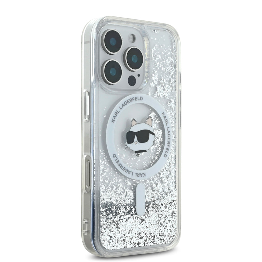 เคส iPhone 16 Pro Karl Lagerfeld Choupette Head MagSafe Liquid Glitter สี Transparent