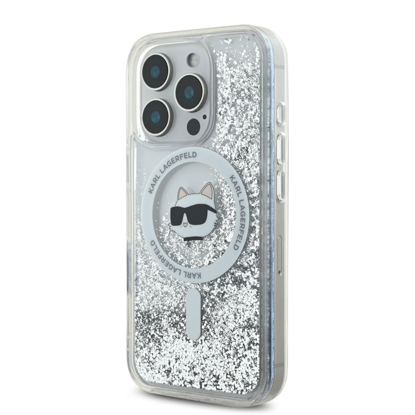 เคส iPhone 16 Pro Karl Lagerfeld Choupette Head MagSafe Liquid Glitter สี Transparent