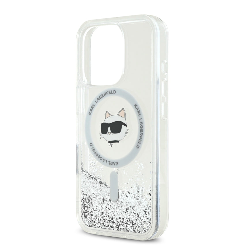เคส iPhone 16 Pro Karl Lagerfeld Choupette Head MagSafe Liquid Glitter สี Transparent