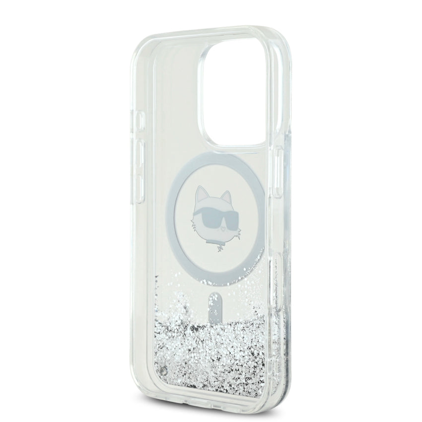 เคส iPhone 16 Pro Karl Lagerfeld Choupette Head MagSafe Liquid Glitter สี Transparent