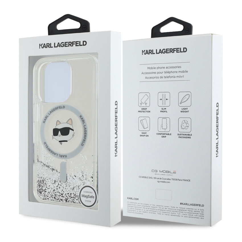 เคส iPhone 16 Pro Karl Lagerfeld Choupette Head MagSafe Liquid Glitter สี Transparent