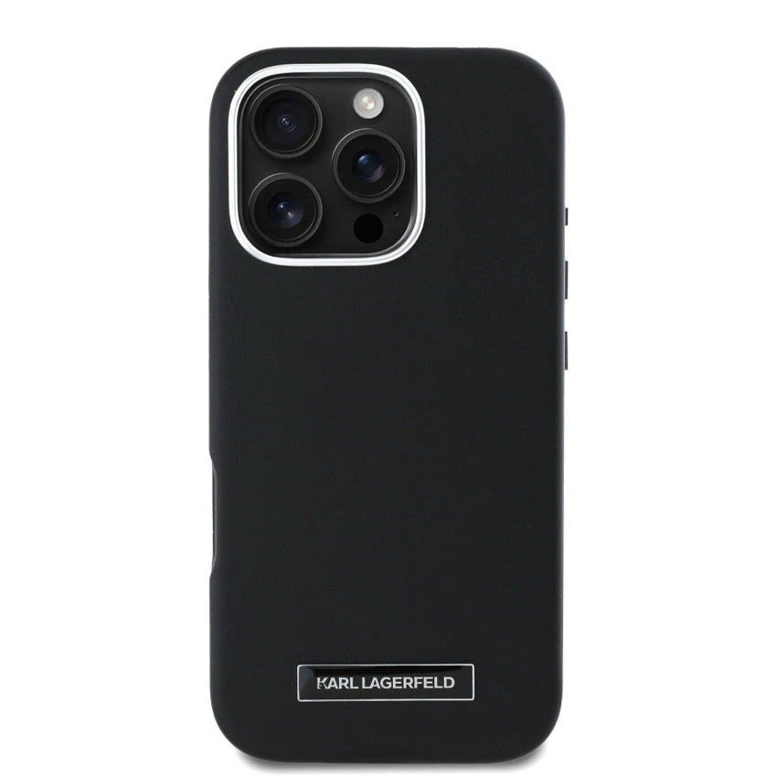 เคส MagSafe PU Full Wrapped สำหรับ iPhone 16 Pro สี Black แบรนด์ KARL LAGERFELD