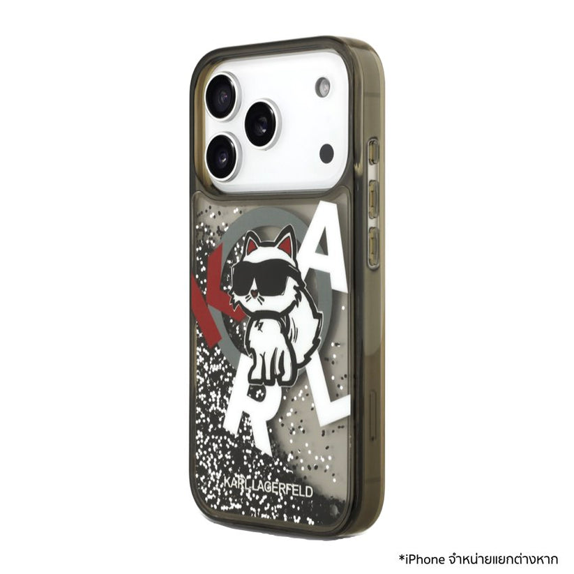 เคสกันกระแทก KARL Scattered Choupette Liquid Glitter MagSafe สำหรับ iPhone 17 Pro ดีไซน์หรูหรา ปกป้องรอบด้าน เข้าถึงพอร์ตง่าย รองรับชาร์จไร้สาย