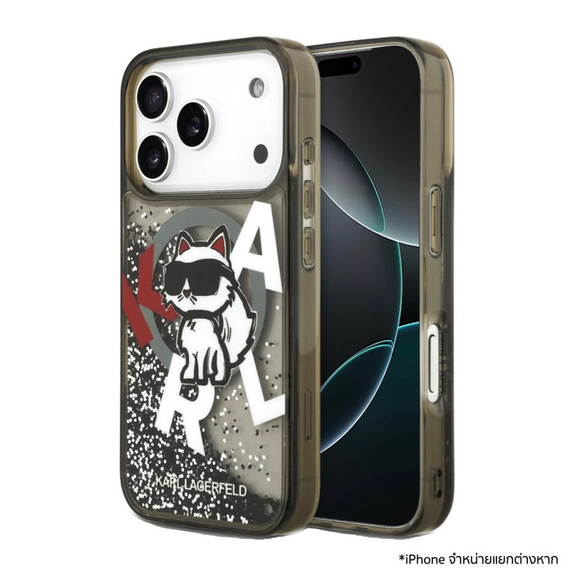 เคสกันกระแทก KARL Scattered Choupette Liquid Glitter MagSafe สำหรับ iPhone 17 Pro ดีไซน์หรูหรา ปกป้องรอบด้าน เข้าถึงพอร์ตง่าย รองรับชาร์จไร้สาย
