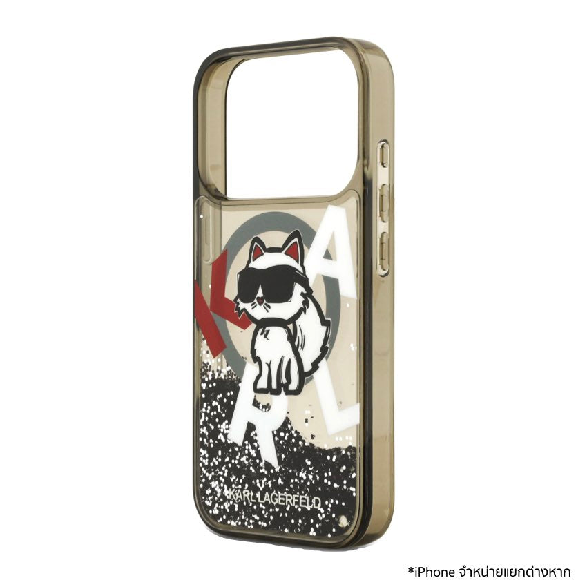 เคสกันกระแทก KARL Scattered Choupette Liquid Glitter MagSafe สำหรับ iPhone 17 Pro ดีไซน์หรูหรา ปกป้องรอบด้าน เข้าถึงพอร์ตง่าย รองรับชาร์จไร้สาย