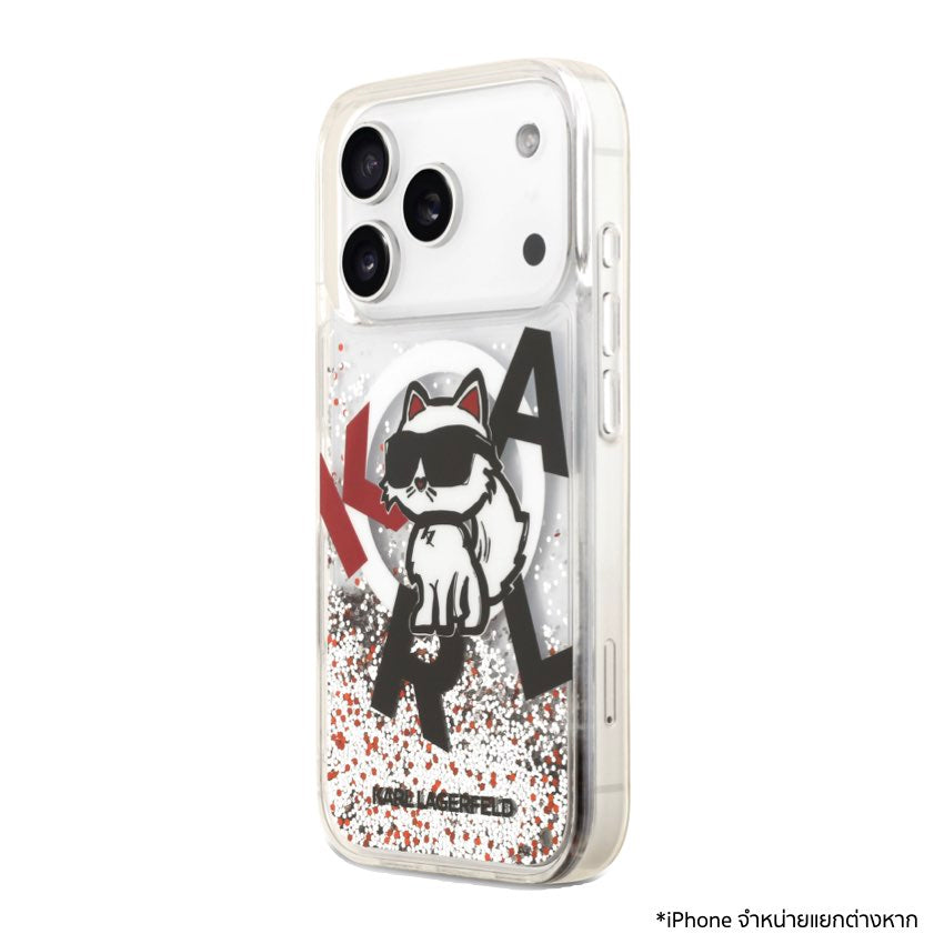 KARL Scattered Choupette Liquid Glitter MagSafe Case for iPhone 17 Pro - Transparent