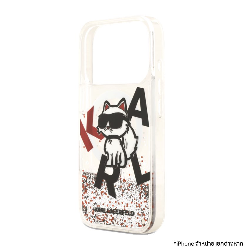 KARL Scattered Choupette Liquid Glitter MagSafe Case for iPhone 17 Pro - Transparent