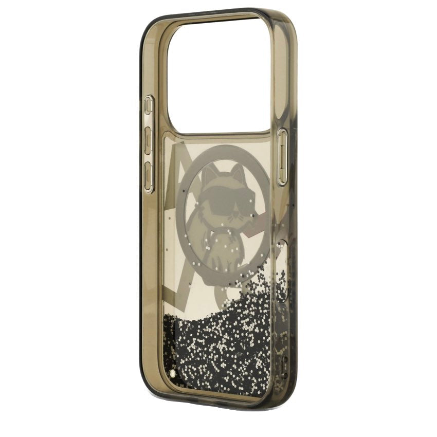 KARL Scattered Choupette Liquid Glitter MagSafe Case for iPhone 17 Pro Max - Black