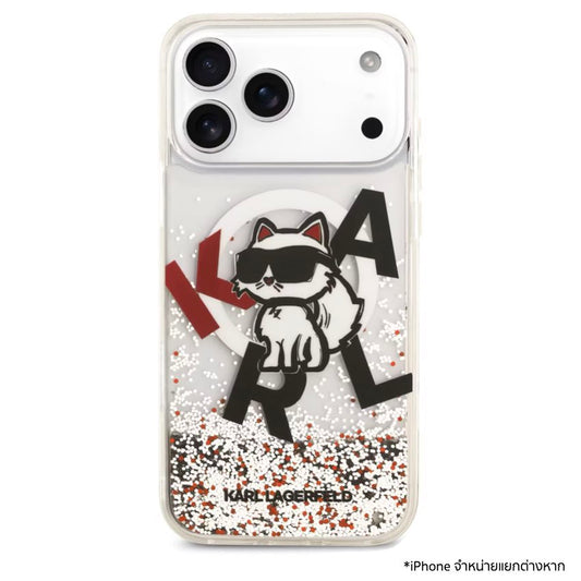 KARL Scattered Choupette Liquid Glitter MagSafe Case for iPhone 17 Pro Max - Transparent