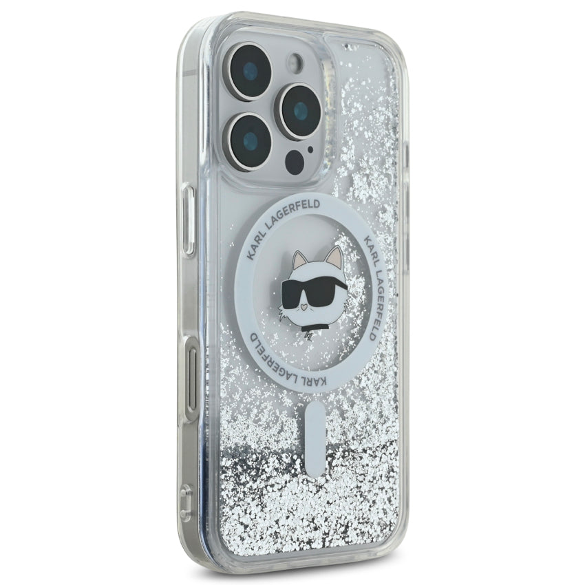 เคส iPhone 16 Pro Max Karl Lagerfeld Choupette Head MagSafe Liquid Glitter สี Transparent