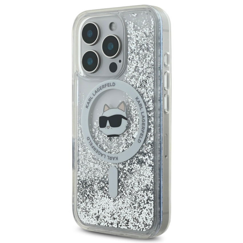 เคส iPhone 16 Pro Max Karl Lagerfeld Choupette Head MagSafe Liquid Glitter สี Transparent