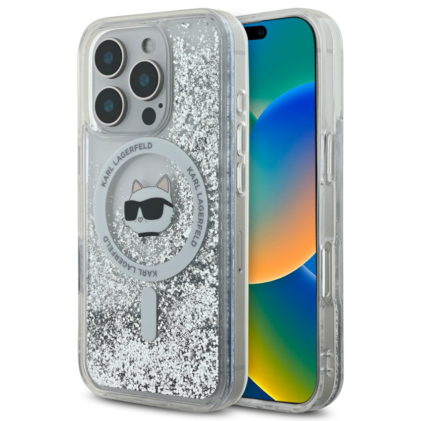 เคส iPhone 16 Pro Max Karl Lagerfeld Choupette Head MagSafe Liquid Glitter สี Transparent