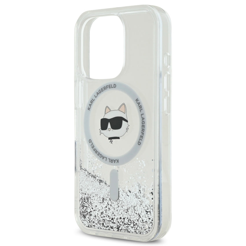 เคส iPhone 16 Pro Max Karl Lagerfeld Choupette Head MagSafe Liquid Glitter สี Transparent