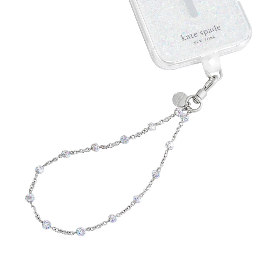 สายคล้องข้อมือ Phone Charm ลาย Dazzle Chain Silver แบรนด์ KATE SPADE