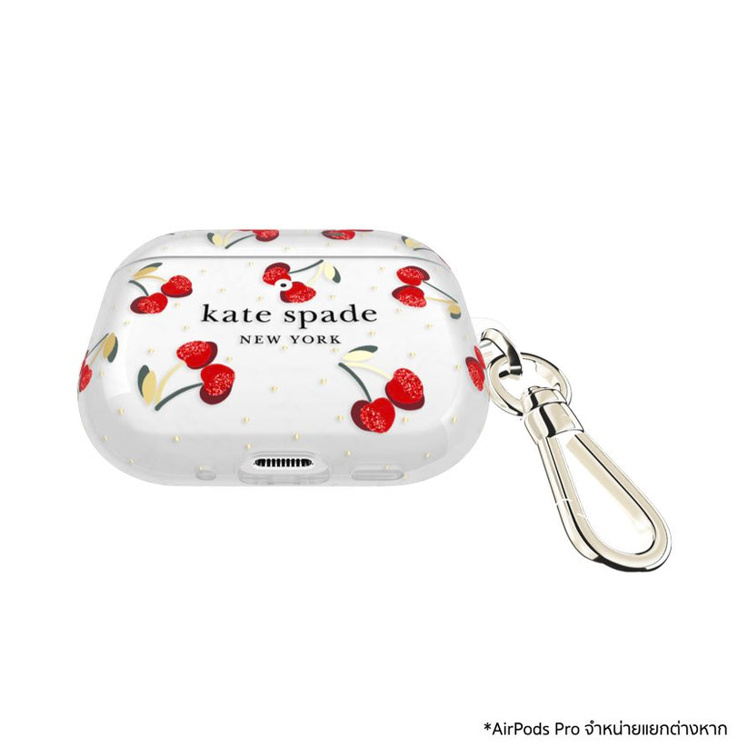 เคสกันกระแทก AirPods Pro 3 จาก Kate Spade New York ลายเชอร์รี่ระยิบระยับ ปกป้องหูฟังอย่างมีสไตล์ มาพร้อมคลิปโลหะหรูหราใช้งานสะดวก