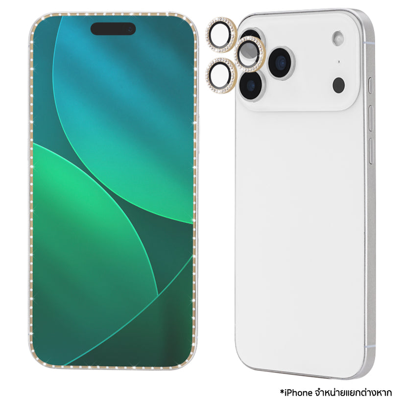 ชุดฟิล์มและเลนส์ KATE SPADE iPhone 17 Pro Max ดีไซน์ Set in Stone Gold