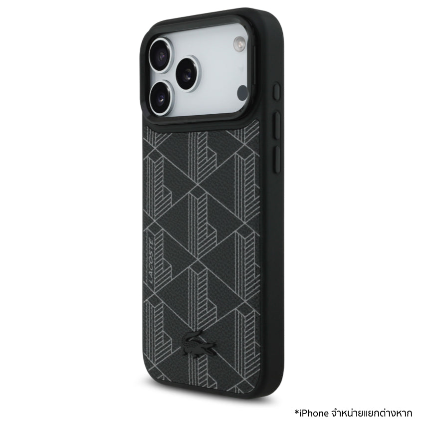 iPhone 17 Pro Max Case Lacoste Monogramme with Stand MagSafe - Black