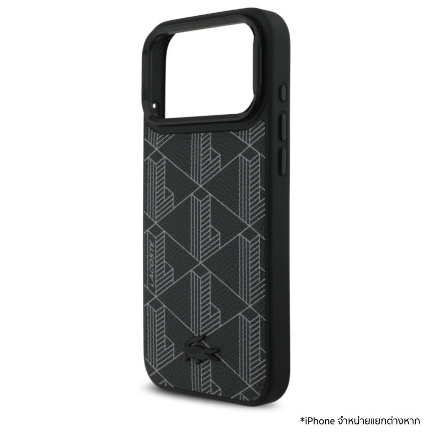 iPhone 17 Pro Max Case Lacoste Monogramme with Stand MagSafe - Black