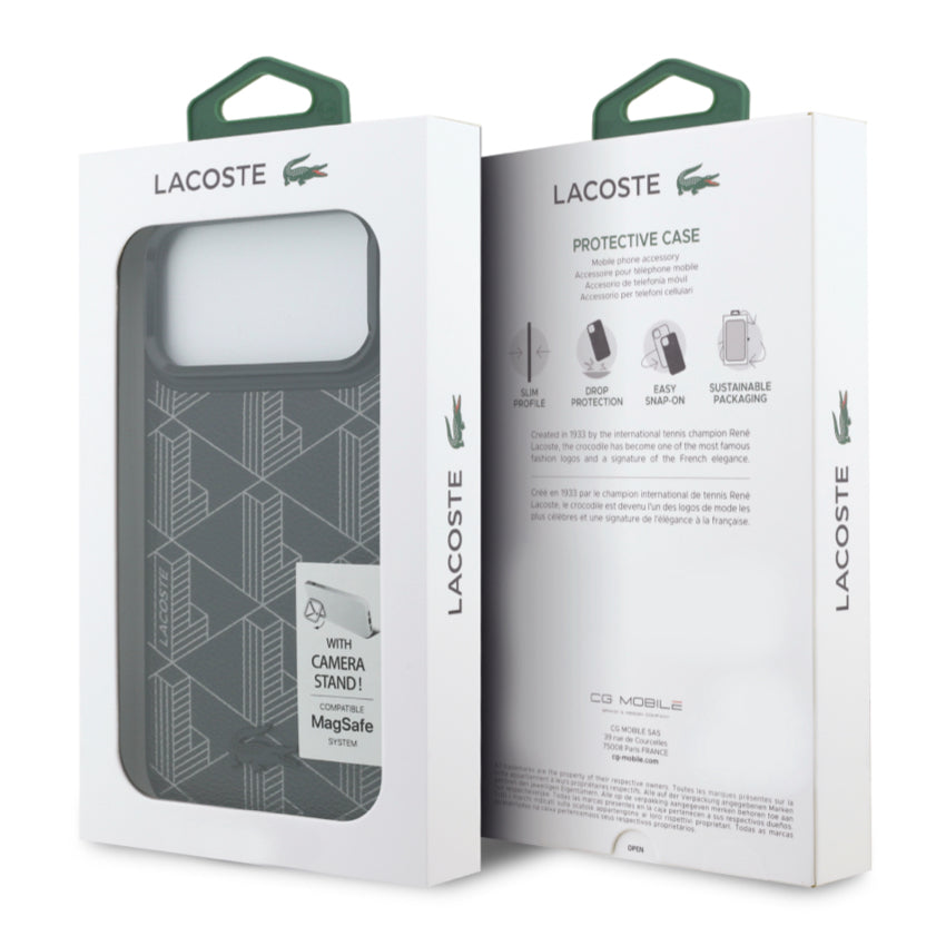 iPhone 17 Pro Max Case Lacoste Monogramme with Stand MagSafe - Black