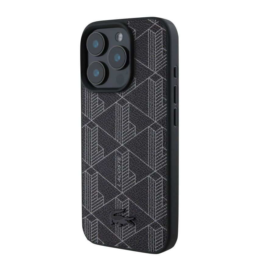 เคสกันกระแทก iPhone 16 Pro Lacoste MagSafe Hard Case PVC Monogram สี Black