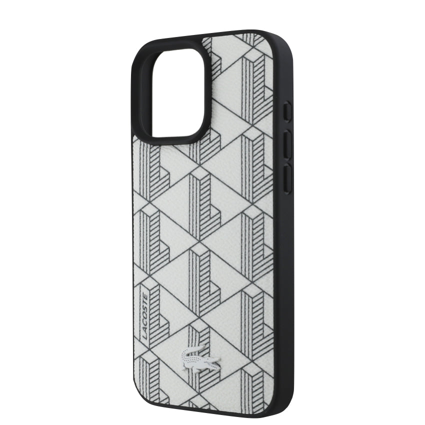 เคสกันกระแทก iPhone 16 Pro Lacoste MagSafe Hard Case PVC Monogram สี Farine