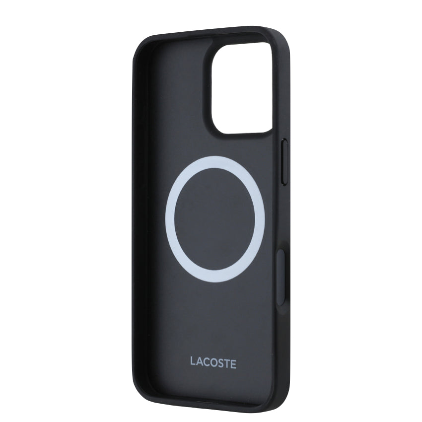 เคสกันกระแทก iPhone 16 Pro Lacoste MagSafe Hard Case PVC Monogram สี Farine