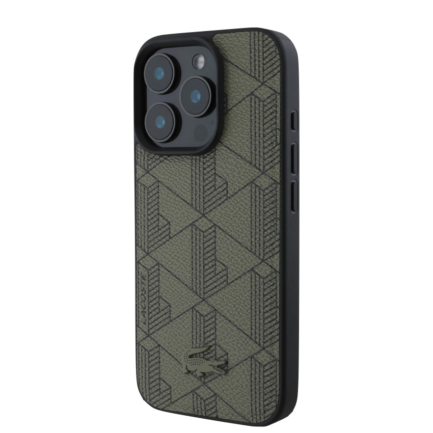 เคสกันกระแทก iPhone 16 Pro Lacoste MagSafe Hard Case PVC Monogram สี Khaki