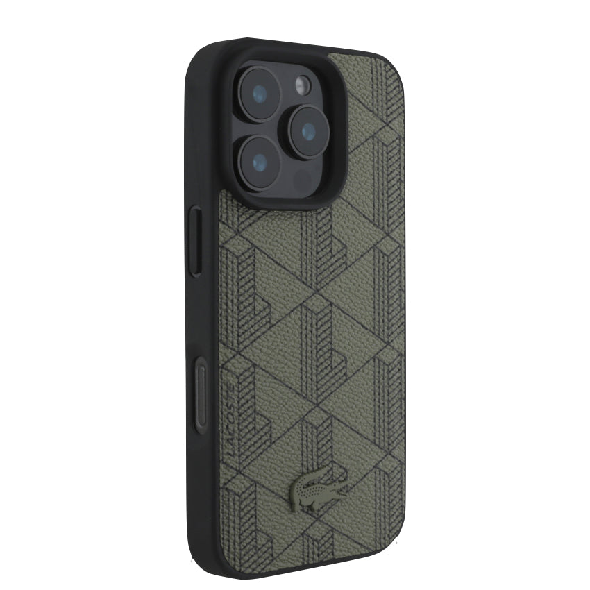 เคสกันกระแทก iPhone 16 Pro Lacoste MagSafe Hard Case PVC Monogram สี Khaki