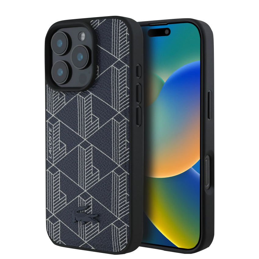 เคสกันกระแทก iPhone 16 Pro Lacoste MagSafe Hard Case PVC Monogram สี Navy