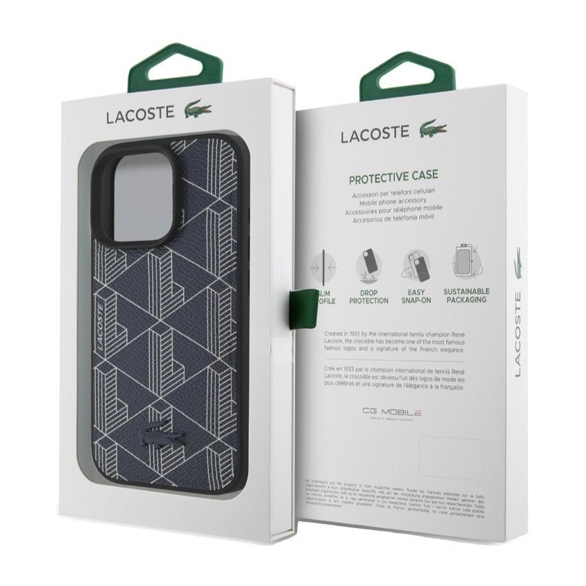 เคสกันกระแทก iPhone 16 Pro Lacoste MagSafe Hard Case PVC Monogram สี Navy