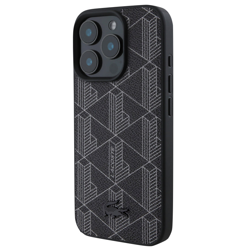 เคสกันกระแทก iPhone 16 Pro Max Lacoste MagSafe Hard Case PVC Monogram สี Black