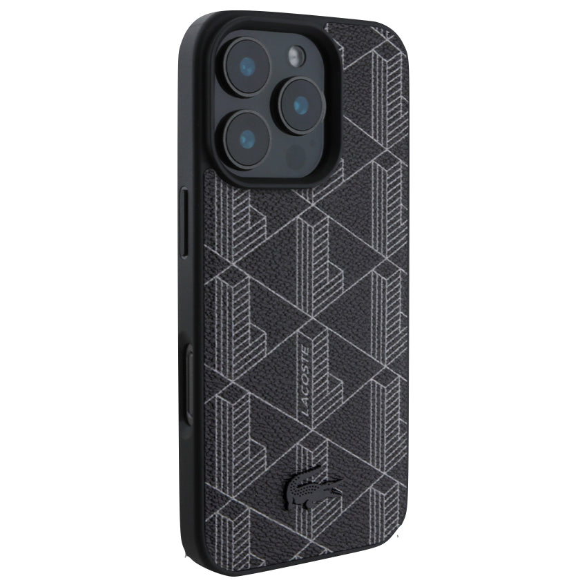 เคสกันกระแทก iPhone 16 Pro Max Lacoste MagSafe Hard Case PVC Monogram สี Black