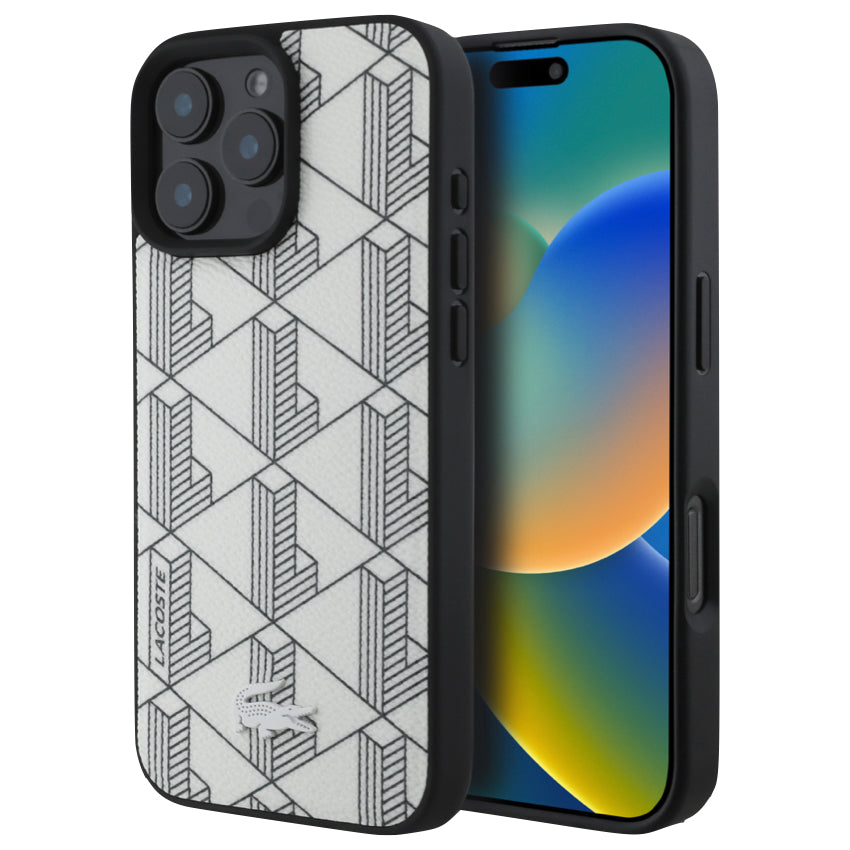 เคสกันกระแทก iPhone 16 Pro Max Lacoste MagSafe Hard Case PVC Monogram สี Farine