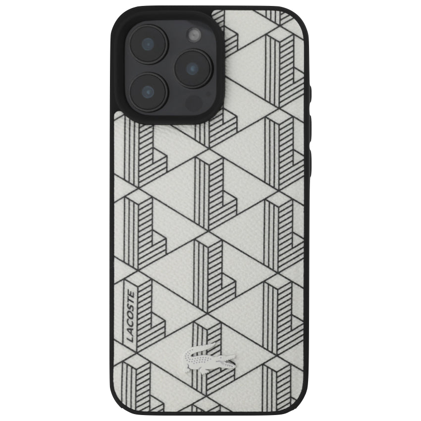 เคสกันกระแทก iPhone 16 Pro Max Lacoste MagSafe Hard Case PVC Monogram สี Farine