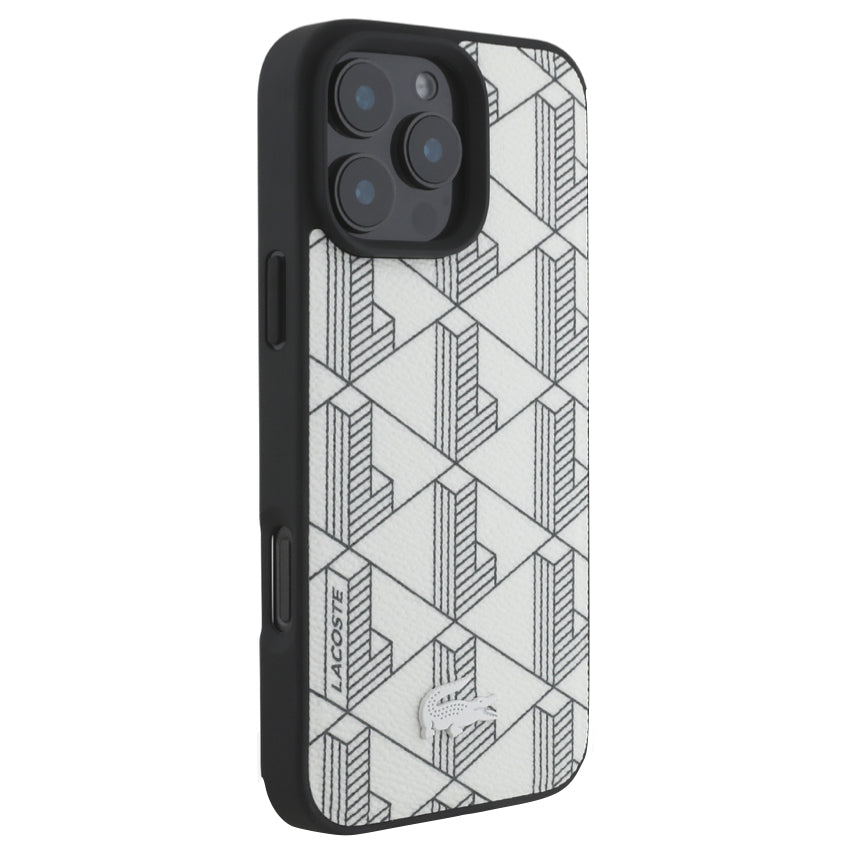 เคสกันกระแทก iPhone 16 Pro Max Lacoste MagSafe Hard Case PVC Monogram สี Farine