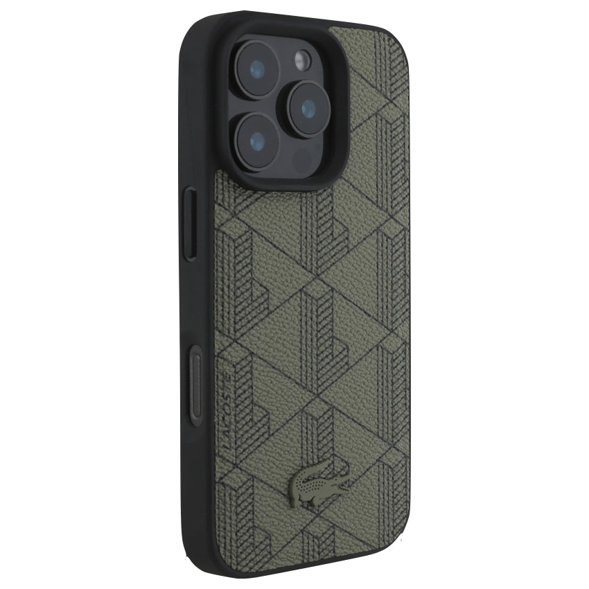 เคสกันกระแทก iPhone 16 Pro Max Lacoste MagSafe Hard Case PVC Monogram สี Khaki