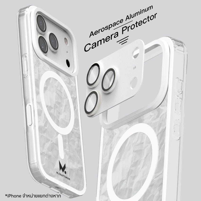 M.CRAFTSMAN Double Layer Case + Camera Lens for iPhone 17 Pro - Crease White