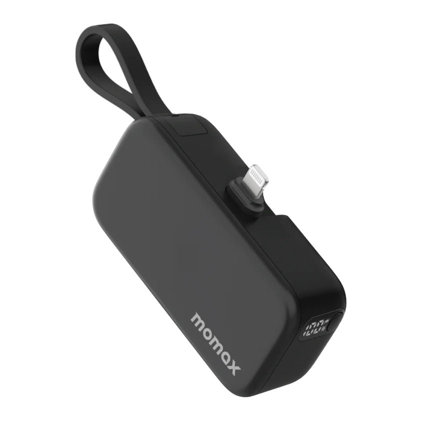 MOMAX 1-Power Mini 5000mAh Bulit-in foldable lightning connector Battery pack (Black)