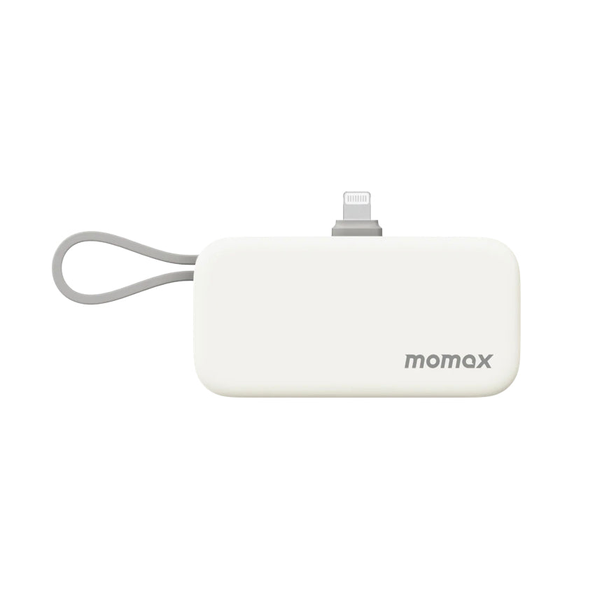 MOMAX 1-Power Mini 5000mAh Bulit-in foldable lightning connector Battery pack (White)