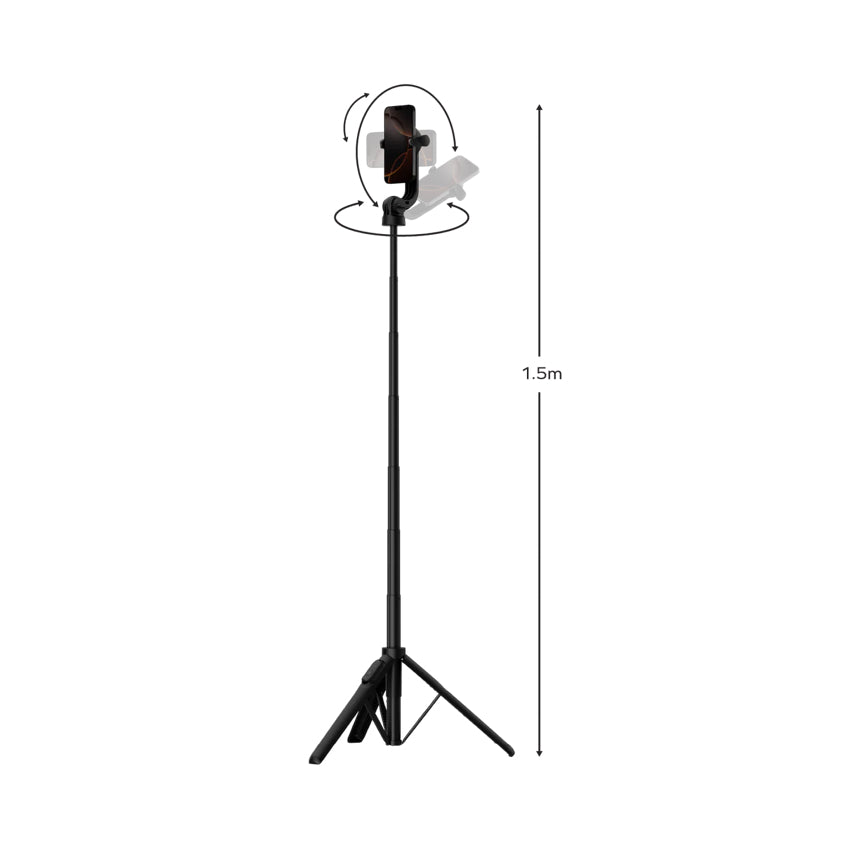 MOMAX 1-Snap Pole Magnetic Selfie Stick (Black)