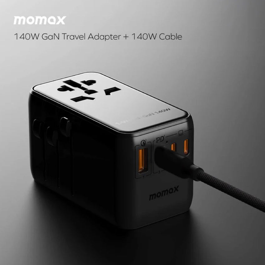หัวชาร์จ Momax 1-World 120W GaN 4-port พร้อมปลั๊ก AC Travel