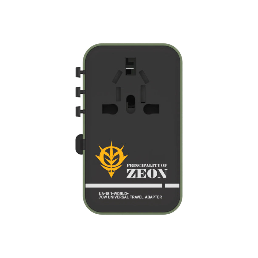 หัวชาร์จสำหรับเดินทาง Momax 1-World+ GaN 70W พร้อมสาย USB-C ในตัว (มี 3 พอร์ต) สี Zuku Green