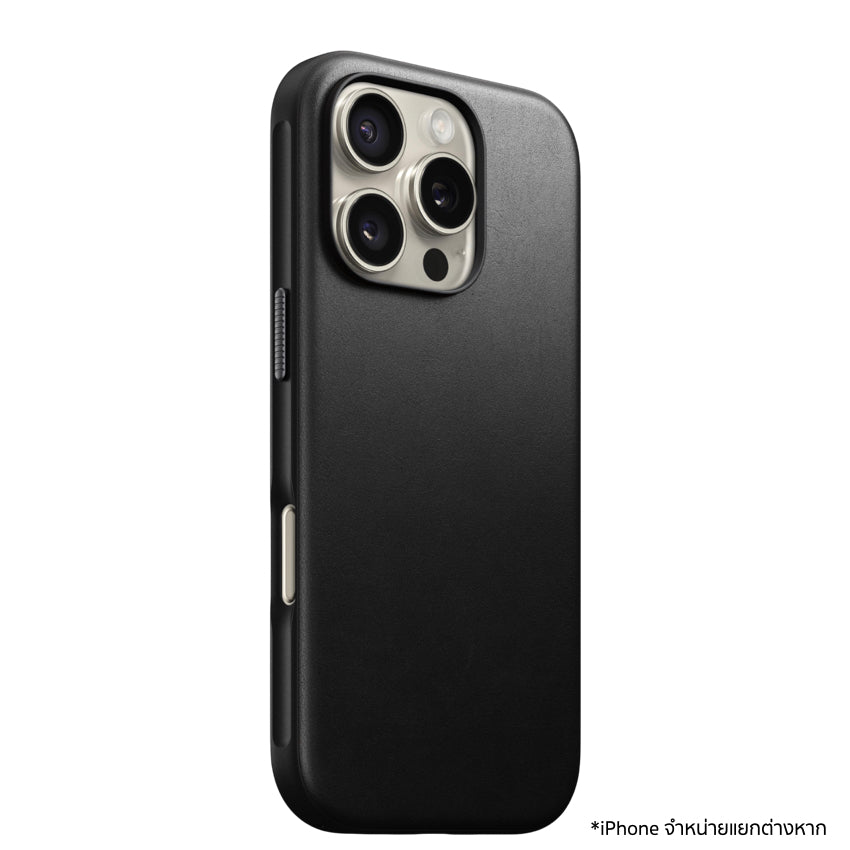 เคสไอโฟน Modern Leather สำหรับ iPhone 16 Pro สี Black ดีไซน์ลํ้าสมัย จากแบรนด์ NOMAD